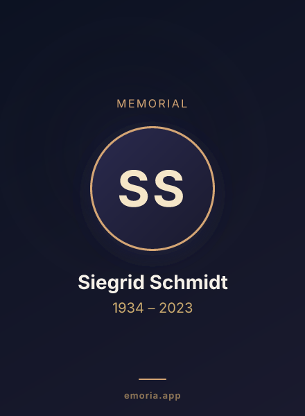 Memorial portrait of Siegrid Schmidt
