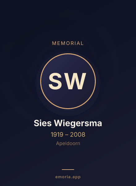 Memorial portrait of Sies Wiegersma
