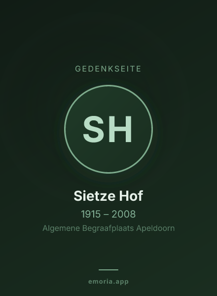 Gedenkportrait von Sietze Hof