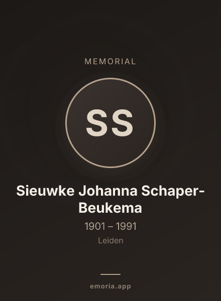 Memorial portrait of Sieuwke Johanna Schaper-Beukema