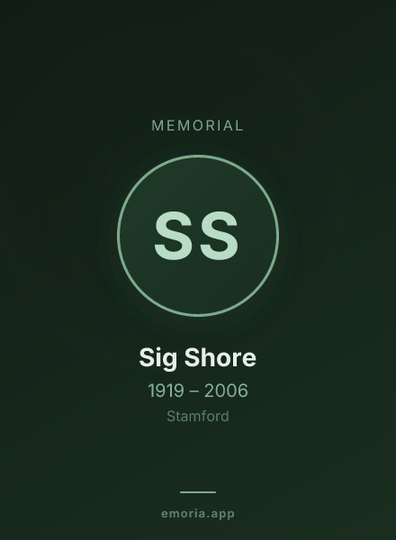 Memorial portrait of Sig Shore