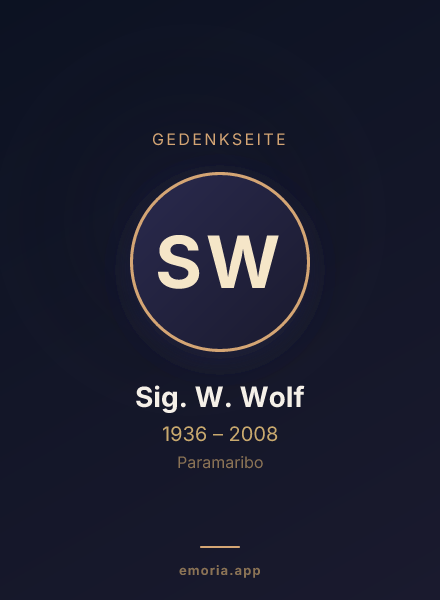 Gedenkportrait von Sig. W. Wolf