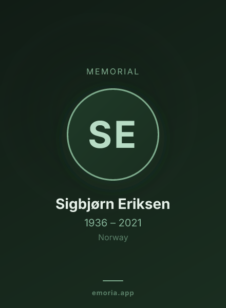 Memorial portrait of Sigbjørn Eriksen