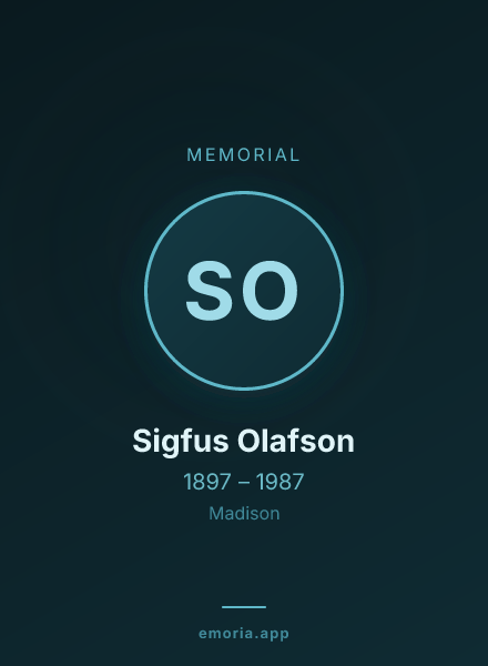 Memorial portrait of Sigfus Olafson