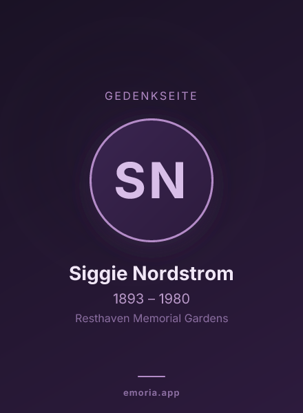 Gedenkportrait von Siggie Nordstrom