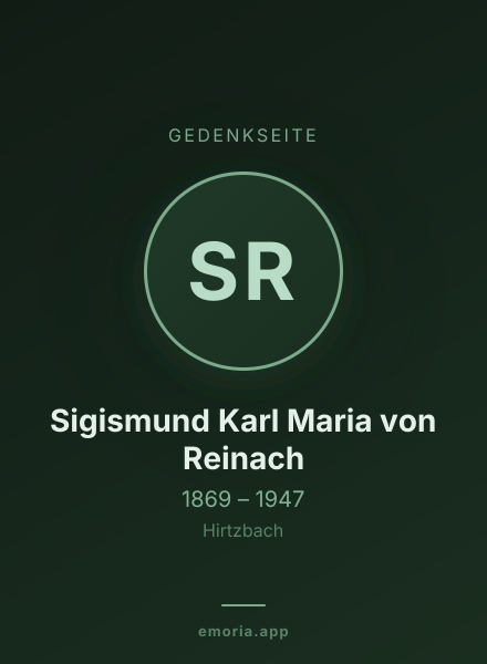 Gedenkportrait von Sigismund Karl Maria von Reinach