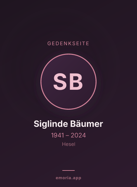 Gedenkportrait von Siglinde Bäumer