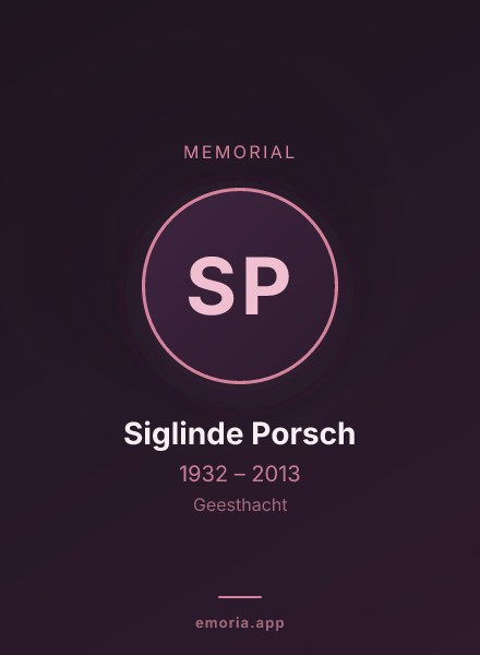 Memorial portrait of Siglinde Porsch
