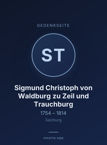 Gedenkportrait von Sigmund Christoph von Waldburg zu Zeil und Trauchburg
