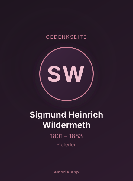 Gedenkportrait von Sigmund Heinrich Wildermeth