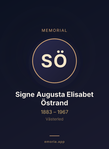 Memorial portrait of Signe Augusta Elisabet Östrand
