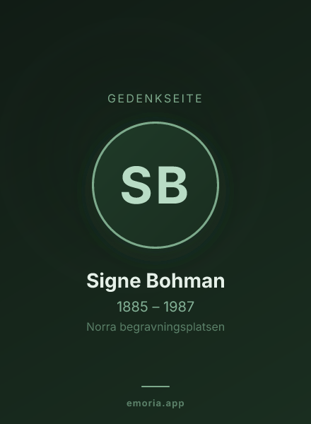 Gedenkportrait von Signe Bohman