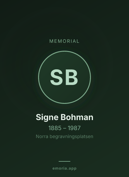 Memorial portrait of Signe Bohman