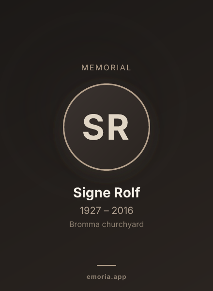 Memorial portrait of Signe Rolf