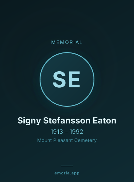 Memorial portrait of Signy Stefansson Eaton