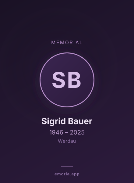 Memorial portrait of Sigrid Bauer