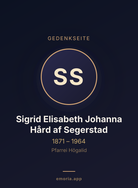 Gedenkportrait von Sigrid Elisabeth Johanna Hård af Segerstad