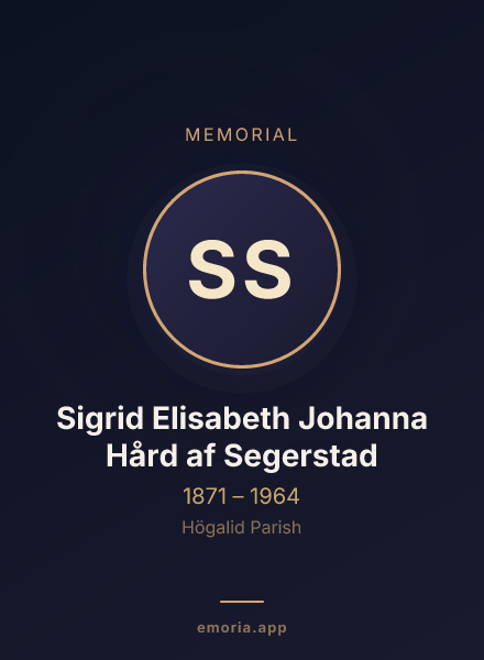 Memorial portrait of Sigrid Elisabeth Johanna Hård af Segerstad