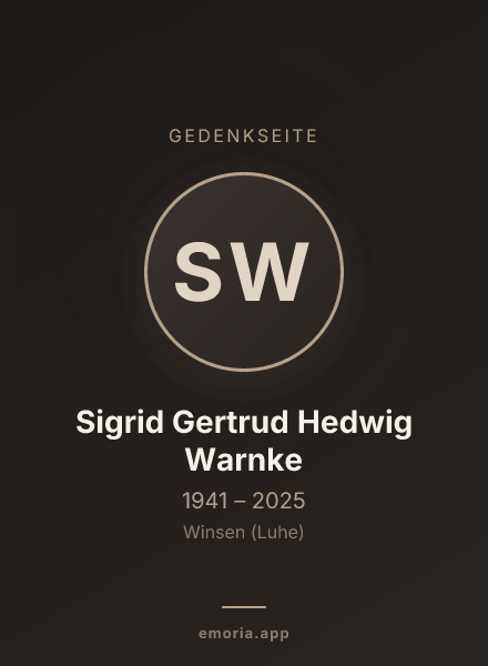Gedenkportrait von Sigrid Gertrud Hedwig Warnke