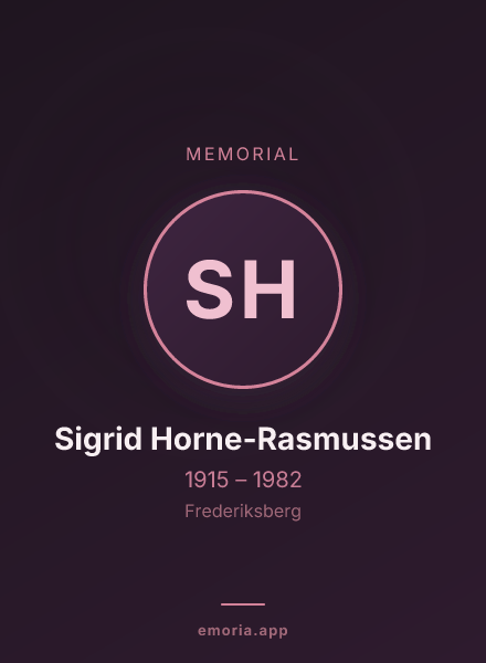 Memorial portrait of Sigrid Horne-Rasmussen