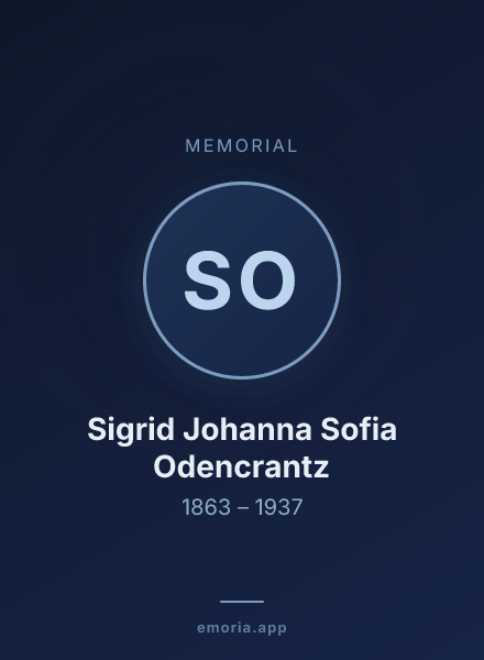 Memorial portrait of Sigrid Johanna Sofia Odencrantz