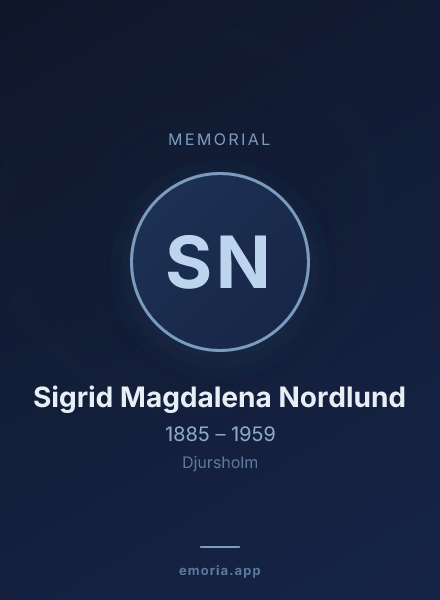 Memorial portrait of Sigrid Magdalena Nordlund