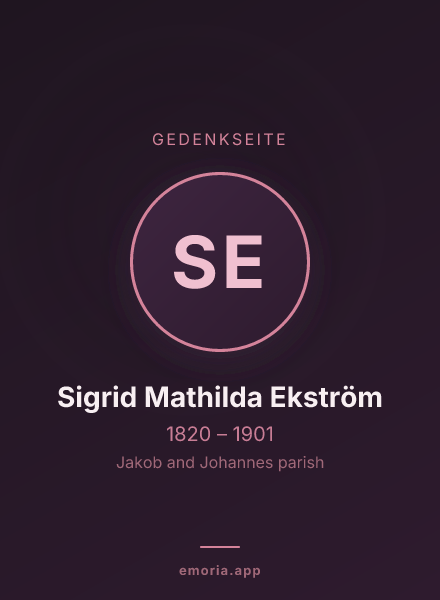 Gedenkportrait von Sigrid Mathilda Ekström