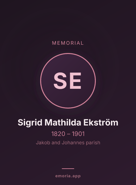Memorial portrait of Sigrid Mathilda Ekström
