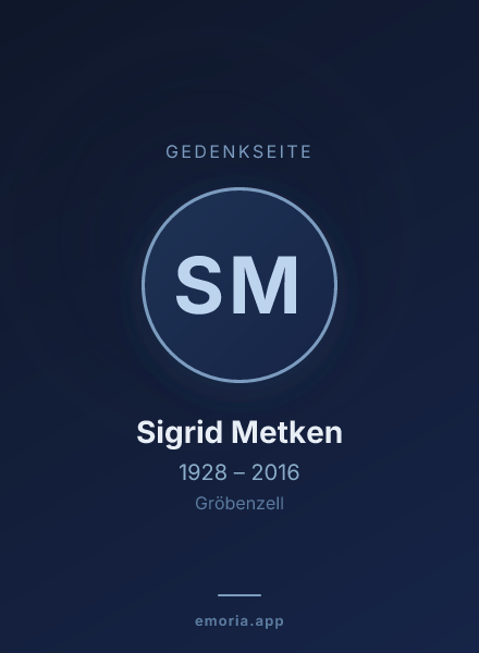 Gedenkportrait von Sigrid Metken