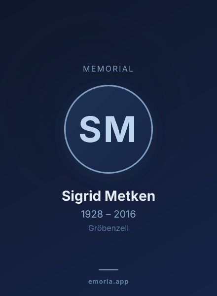 Memorial portrait of Sigrid Metken