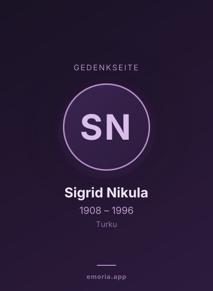 Gedenkportrait von Sigrid Nikula