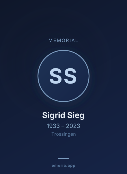 Memorial portrait of Sigrid Sieg