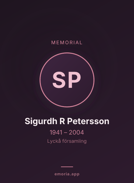 Memorial portrait of Sigurdh R Petersson