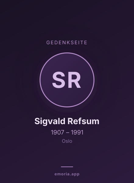 Gedenkportrait von Sigvald Refsum