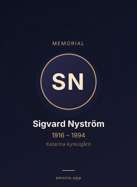 Memorial portrait of Sigvard Nyström
