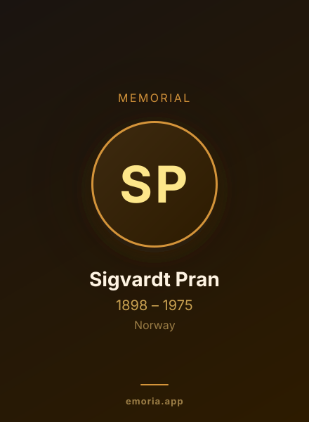 Memorial portrait of Sigvardt Pran