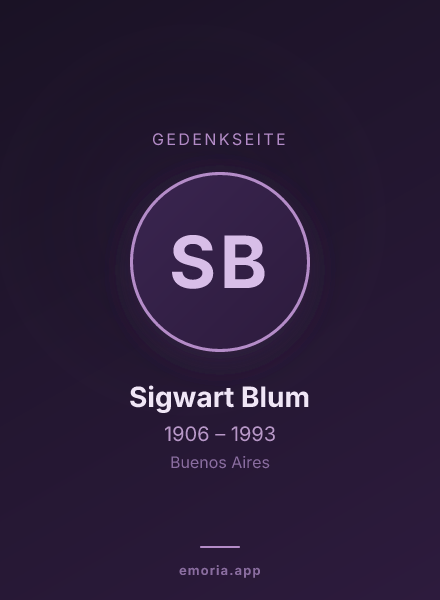 Gedenkportrait von Sigwart Blum