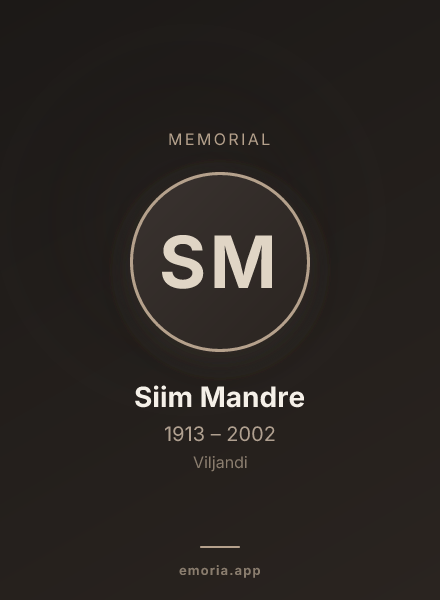 Memorial portrait of Siim Mandre
