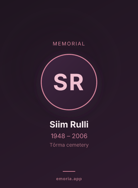 Memorial portrait of Siim Rulli