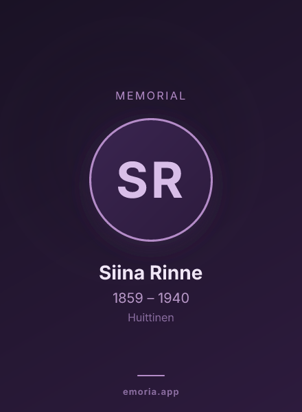 Memorial portrait of Siina Rinne