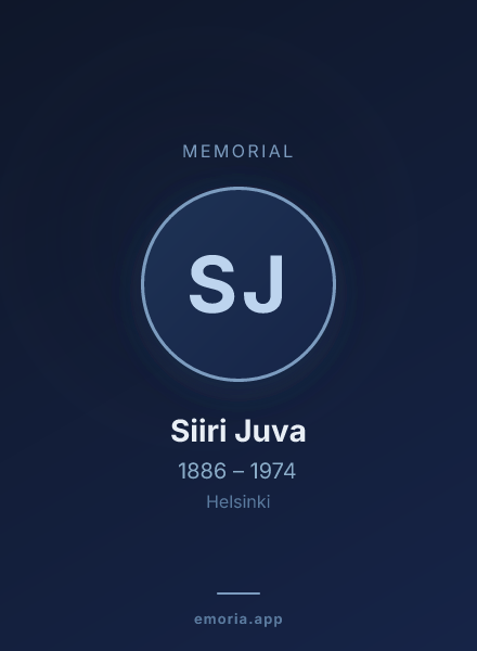 Memorial portrait of Siiri Juva