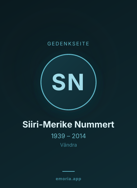 Gedenkportrait von Siiri-Merike Nummert