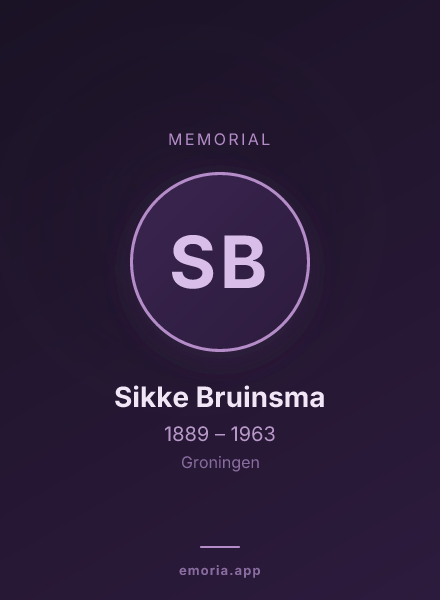 Memorial portrait of Sikke Bruinsma