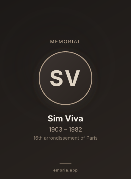 Memorial portrait of Sim Viva