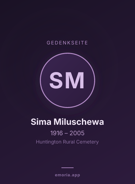 Gedenkportrait von Sima Miluschewa
