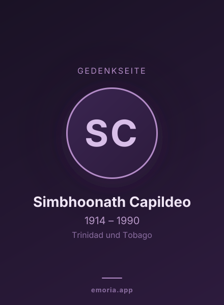 Gedenkportrait von Simbhoonath Capildeo