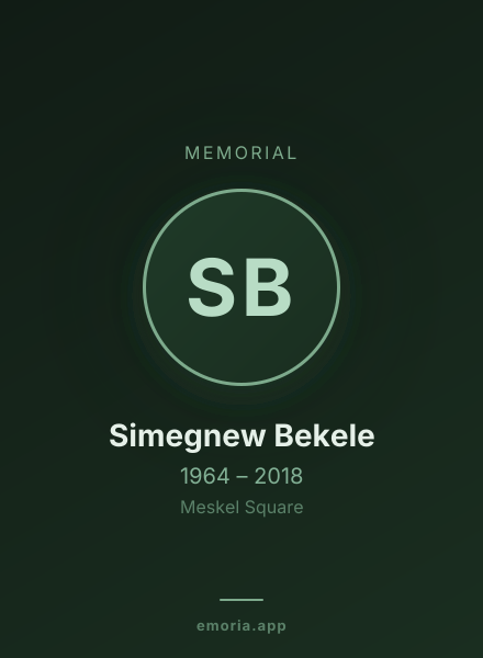 Memorial portrait of Simegnew Bekele