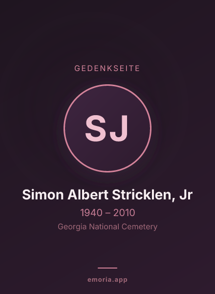 Gedenkportrait von Simon Albert Stricklen, Jr