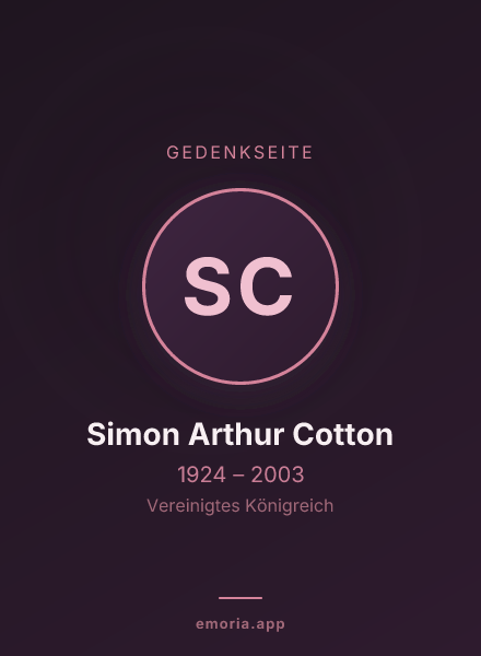 Gedenkportrait von Simon Arthur Cotton