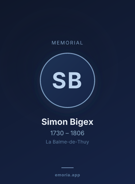 Memorial portrait of Simon Bigex